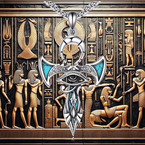 Ankh Cross/Scarab/Anubis/Nefertiti Necklace 925 Sterling Silver Pendant Necklace Egyptian Jewelry Gifts for Men Women in Kuwait