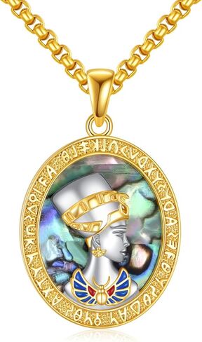 Ankh Cross/Scarab/Anubis/Nefertiti Necklace 925 Sterling Silver Pendant Necklace Egyptian Jewelry Gifts for Men Women in Kuwait