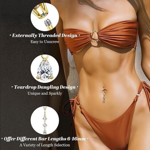 14G الصلب الجراحي حلقة البطن الخاتم للنساء دمعة يتجول في خاتم السرة hypoallergenic الحديد تشيك توليفشيغن مجوهرات ثقب 6-16 ملم in Kuwait