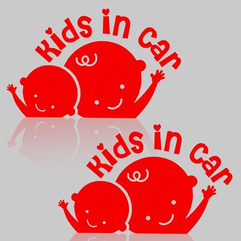 2PCS Kids in Car Sticker Decal, Baby on Board Car Decal, Baby on Board Sign for Car Safety Driving, Kids in Car Funny Vinyl Decal for Car Windows and Bumpers (White) in Saudi Arabia