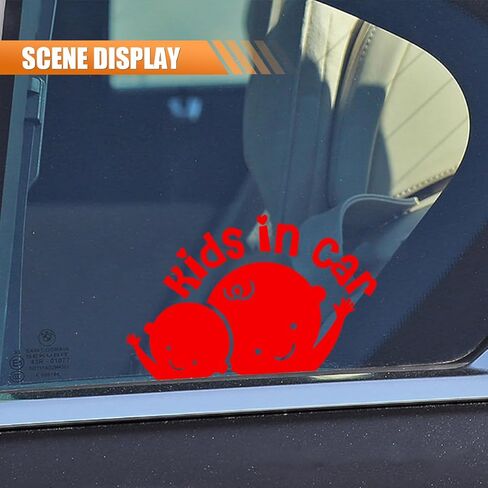 2PCS Kids in Car Sticker Decal, Baby on Board Car Decal, Baby on Board Sign for Car Safety Driving, Kids in Car Funny Vinyl Decal for Car Windows and Bumpers (White) in Saudi Arabia
