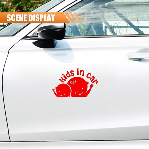 2PCS Kids in Car Sticker Decal, Baby on Board Car Decal, Baby on Board Sign for Car Safety Driving, Kids in Car Funny Vinyl Decal for Car Windows and Bumpers (White) in Saudi Arabia