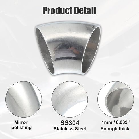 X AUTOHAUX OD 1.25" 45 Degree Mandrel Bend Exhaust Elbow Pipe SS304 Stainless Steel Bend Tube 20GA /.036" Wall Thickness Exhaust Piping for Car Exhaust Pipe Elbow Modified 1pcs in Saudi Arabia