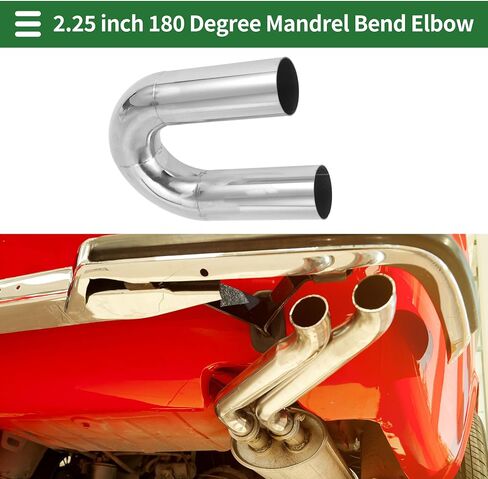 Motoforti 57mm/2.25" OD 180 Degree U-Bend Tube T304 Stainless Steel Mandrel Exhaust Pipe DIY Custom Car Modified Exhaust Pipe Tubing Piping 200mm/7.87" Length Silver Tone in Saudi Arabia