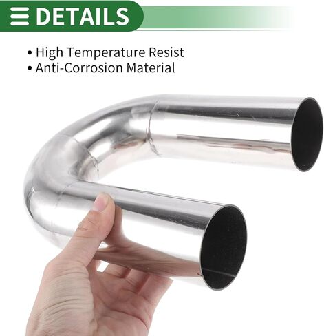 Motoforti 57mm/2.25" OD 180 Degree U-Bend Tube T304 Stainless Steel Mandrel Exhaust Pipe DIY Custom Car Modified Exhaust Pipe Tubing Piping 200mm/7.87" Length Silver Tone in Saudi Arabia