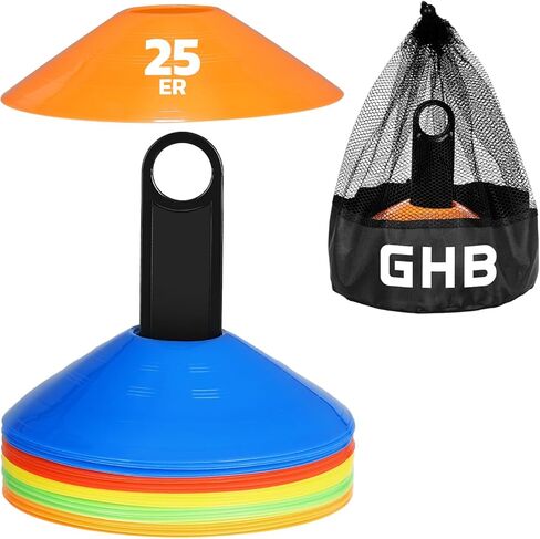 GHB Disc Cones 100 Pack Soccer Cones Sport Cones Training with Carry Bag and Holder for Football, Basketball, Coaching, Practice Equipment Includes Cone Drills Guide in Kuwait