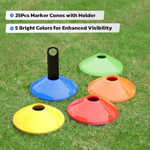 GHB Disc Cones 100 Pack Soccer Cones Sport Cones Training with Carry Bag and Holder for Football, Basketball, Coaching, Practice Equipment Includes Cone Drills Guide in Kuwait