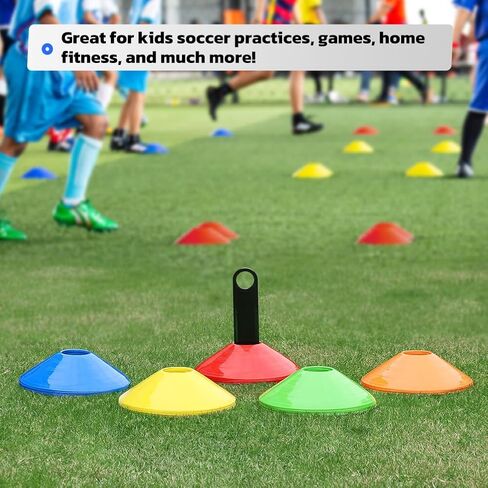 GHB Disc Cones 100 Pack Soccer Cones Sport Cones Training with Carry Bag and Holder for Football, Basketball, Coaching, Practice Equipment Includes Cone Drills Guide in Kuwait