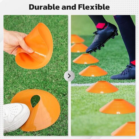 GHB Disc Cones 100 Pack Soccer Cones Sport Cones Training with Carry Bag and Holder for Football, Basketball, Coaching, Practice Equipment Includes Cone Drills Guide in Kuwait