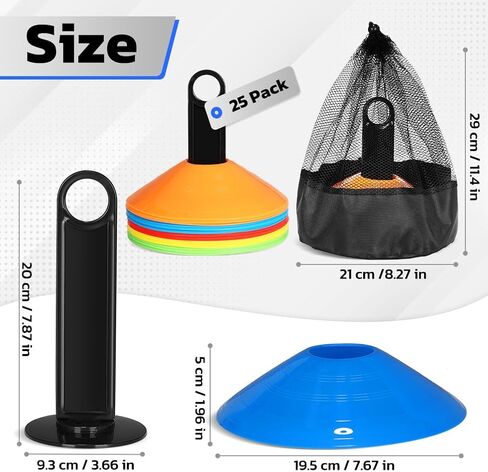 GHB Disc Cones 100 Pack Soccer Cones Sport Cones Training with Carry Bag and Holder for Football, Basketball, Coaching, Practice Equipment Includes Cone Drills Guide in Kuwait