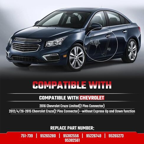 751-740 منظم نوافذ الطاقة لجانب الراكب الأمامي الأيمن مع محرك مناسب لـ 2012-2015 Chevy Cruze (2Pins) و2016 Chevy Cruze Limited W/O وظيفة مضادة للقرص 95382557 95265281 in Kuwait