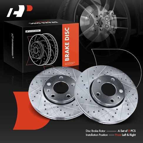 A-Premium 11.34 inch (288mm) Front Drilled and Slotted Disc Brake Rotors Compatible with Select Volkswagen, Audi Models - Passat, A4, A4 Quattro, A6, A6 Quattro, 100, 100 Quattro in Saudi Arabia