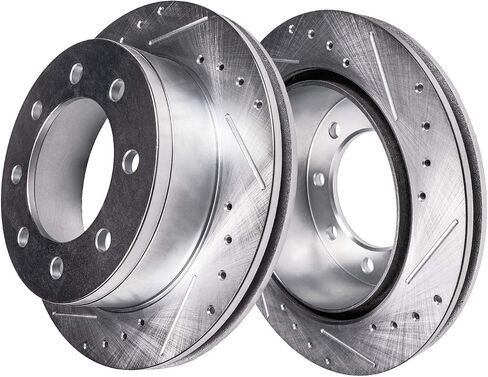 Detroit Axle - Front Brake Rotors for Ford 2013-2025 F-250 F-350 Super Duty 4WD, 2013-2016 F-450 Super Duty, Drilled and Slotted Disc Brake Rotors 2013 2014 2015 Replacement : 14.29" inch Rotor in Kuwait