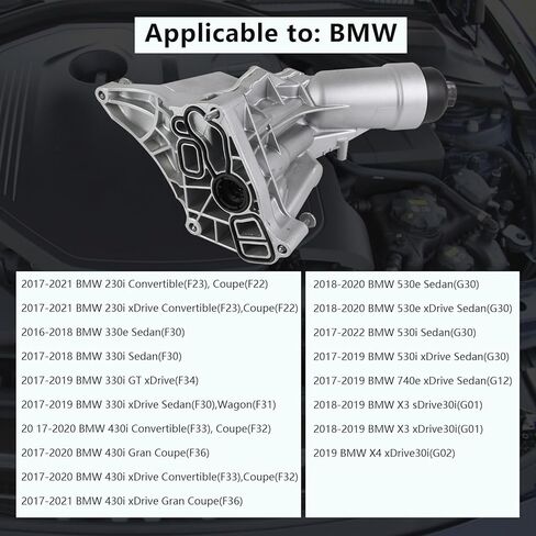 Munik 11428596283 مجموعة مرشحات مرشح تبريد النفط متوافق مع 2016-2022 BMW 230i 330e 330i 330i GT Xdrive 430i 530e 530i 740e xdrive x3 x4 استبدال # 11428507685 11428575211 11428576429 in Saudi Arabia