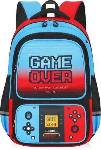 Gamer Backpack for Boys, Boys Backpack with Lunch Box Pencil Bag, 17" Video Game Bookbag for Kids Teens Elementary Middle School Ages 6-16 in Saudi Arabia