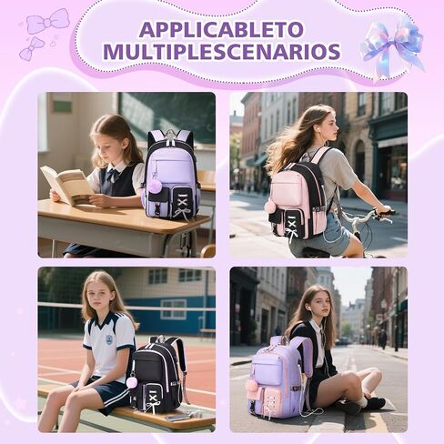 Backpack for Girls Women College Laptop Backpacks Girl Cute School Bag Kids Bookbag with USB Charging Port College Middle High Elementary School Backpack for Teen Girls Travel Daypack-Purple in Saudi Arabia