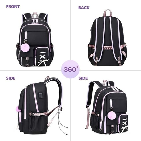 Backpack for Girls Women College Laptop Backpacks Girl Cute School Bag Kids Bookbag with USB Charging Port College Middle High Elementary School Backpack for Teen Girls Travel Daypack-Purple in Saudi Arabia