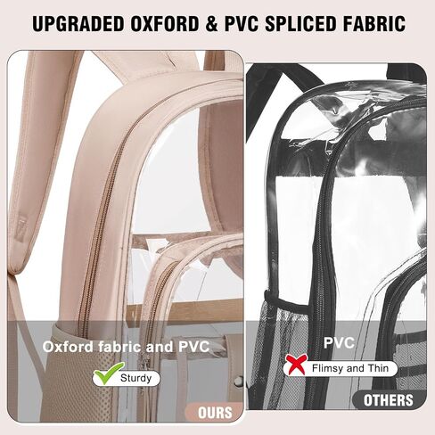 3PCS Clear Backpack for Women Girls, Heavy Duty Transparent Bookbag for School, Fabric & PVC Transparent Backpack with Reinforced Strap, Capacity Leather Clear Bag for College, Travel in Kuwait