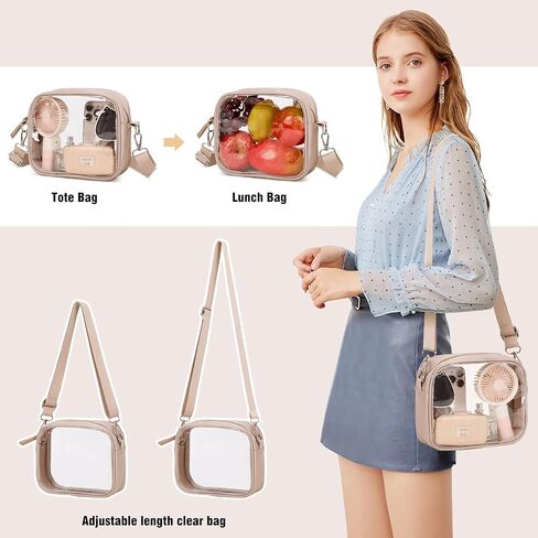 3PCS Clear Backpack for Women Girls, Heavy Duty Transparent Bookbag for School, Fabric & PVC Transparent Backpack with Reinforced Strap, Capacity Leather Clear Bag for College, Travel in Kuwait
