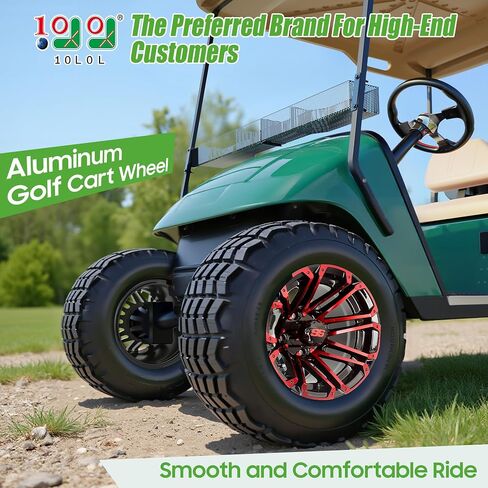 10L0L 12 بوصة مراكز العربة الجولف (4 عبوات) مع قبعات مركز SS - لسيارة Yamaha ، Club Car ، Ezgo - 12x7 ، 4 * 101.6 Bolt Pattern ، 25 ملم إزاحة - عجلات ألومنيوم متينة مسحوق متين (الأسود بشكل عام) in Saudi Arabia