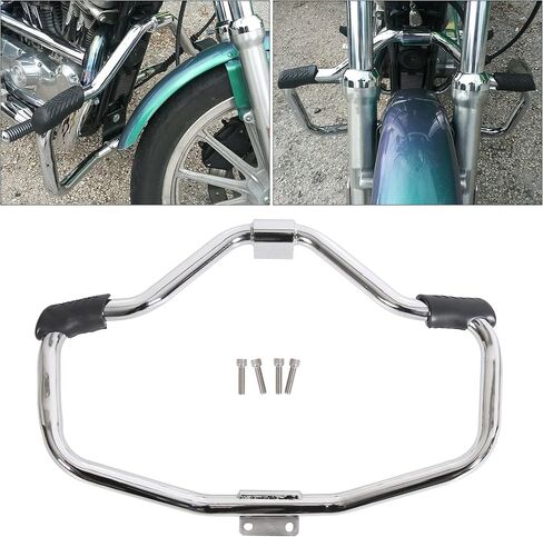 ECOTRIC 1 1/4" Mustache Engine Guard Crash Bar Compatible with Harley 04-23 Sportster XL883 XL1200 10-23 Forty Eight 09-23 Iron 883 XL883N 12-16 Seventy Two Davidson Chrome in Saudi Arabia