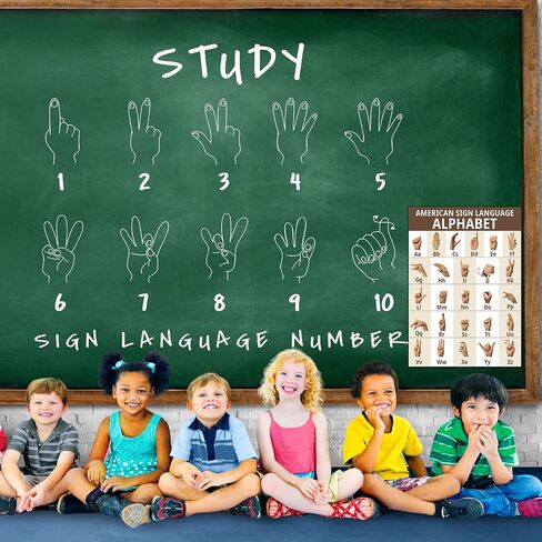 ملصق لغة الإشارة الأمريكية ملصق الحروف الأبجدية ASL مقاس 16.5 × 22 بوصة للعلامات الأساسية وملصق الحروف الأبجدية للفصول الدراسية وديكور الحائط والتعليم المنزلي in Kuwait