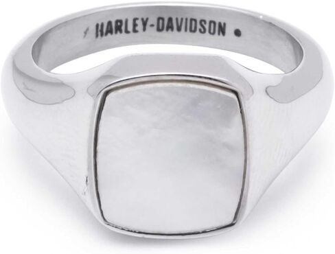Harley-Davidson Women's Mother of Pearl Stone Signet Ring - Stainless Steel in Saudi Arabia
