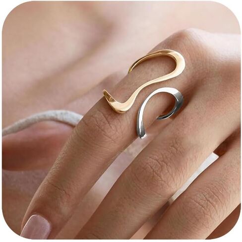 RELMAR TWO TONE CHUNKY RINGE FOR Women Vintage غير متناظرة غلاف متمرب in Kuwait