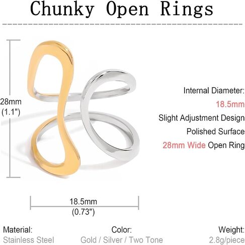 RELMAR TWO TONE CHUNKY RINGE FOR Women Vintage غير متناظرة غلاف متمرب in Kuwait