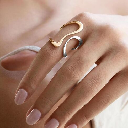 RELMAR TWO TONE CHUNKY RINGE FOR Women Vintage غير متناظرة غلاف متمرب in Kuwait
