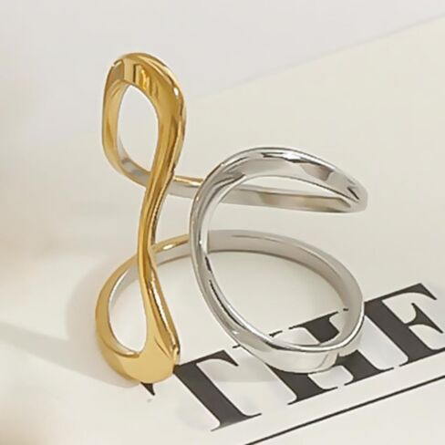 RELMAR TWO TONE CHUNKY RINGE FOR Women Vintage غير متناظرة غلاف متمرب in Kuwait