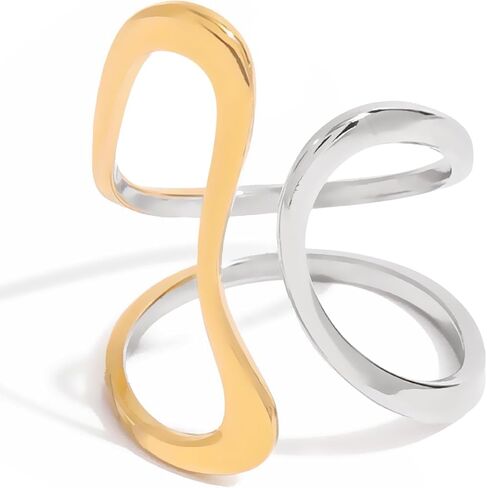 RELMAR TWO TONE CHUNKY RINGE FOR Women Vintage غير متناظرة غلاف متمرب in Kuwait