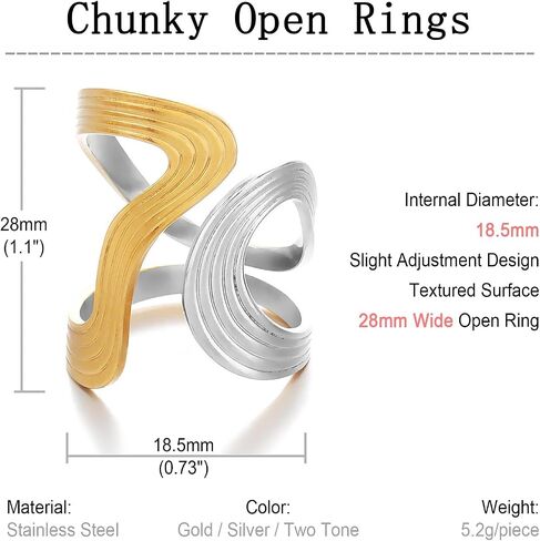 RELMAR TWO TONE CHUNKY RINGE FOR Women Vintage غير متناظرة غلاف متمرب in Kuwait