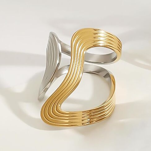 RELMAR TWO TONE CHUNKY RINGE FOR Women Vintage غير متناظرة غلاف متمرب in Kuwait