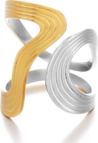 RELMAR TWO TONE CHUNKY RINGE FOR Women Vintage غير متناظرة غلاف متمرب in Kuwait