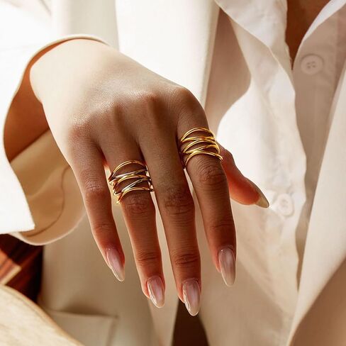 RELMAR TWO TONE CHUNKY RINGE FOR Women Vintage غير متناظرة غلاف متمرب in Kuwait