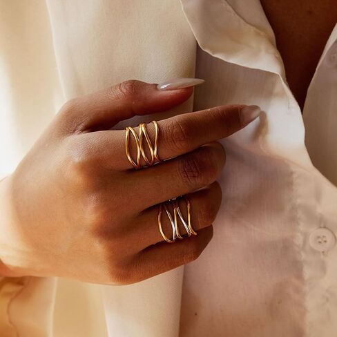 RELMAR TWO TONE CHUNKY RINGE FOR Women Vintage غير متناظرة غلاف متمرب in Kuwait