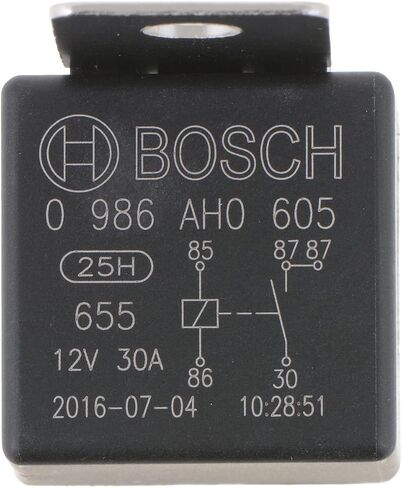Bosch 0986AH0605 MINI RELAY 12V 20A ، 2x87 ، IP5K4 ، درجة حرارة التشغيل من -40 درجة إلى 100 درجة مئوية ، 5 دبوس ترحيل مع حامل in Kuwait