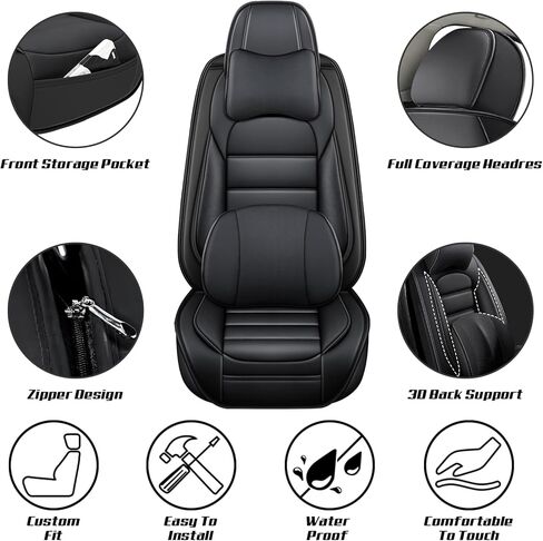 for Mini Cooper Full Set Seat Covers 2002-2012, Waterproof Nappa Leather Protector, Stylish, Anti-Slip & Airbag Compatible (Blue & White) in Kuwait
