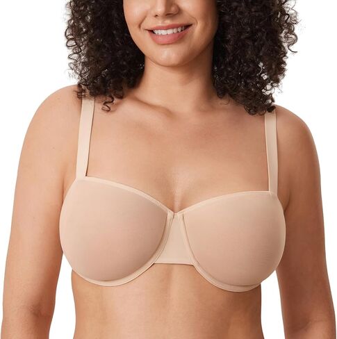 Delimira Women's Cosnufy Balconette Bra Sheer Mesh Plus Size See من خلال الحمالات غير المبطنة بالأسلاك غير المبطنة in Kuwait