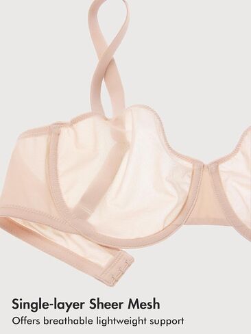 Delimira Women's Cosnufy Balconette Bra Sheer Mesh Plus Size See من خلال الحمالات غير المبطنة بالأسلاك غير المبطنة in Kuwait