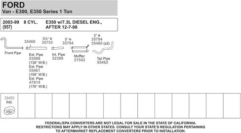 Walker 52389 Exhaust Pipe 3.5" Inlet (ID) 3" Outlet (OD) for Dodge Ram 2500 in Saudi Arabia