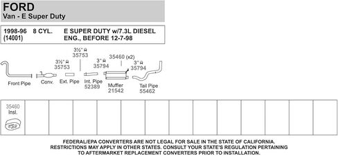 Walker 52389 Exhaust Pipe 3.5" Inlet (ID) 3" Outlet (OD) for Dodge Ram 2500 in Saudi Arabia
