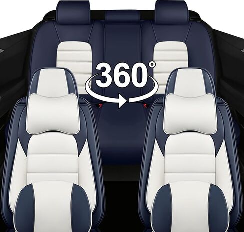 Full Set for Kia Telluride Seat Covers 2020-2025, Waterproof Nappa Leather Car Seat Protector with Pillow, Anti-Slip & Comfortable Car seat Cover (Blue & White) in Saudi Arabia