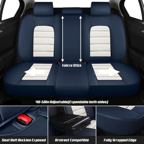 Full Set for Kia Telluride Seat Covers 2020-2025, Waterproof Nappa Leather Car Seat Protector with Pillow, Anti-Slip & Comfortable Car seat Cover (Blue & White) in Saudi Arabia