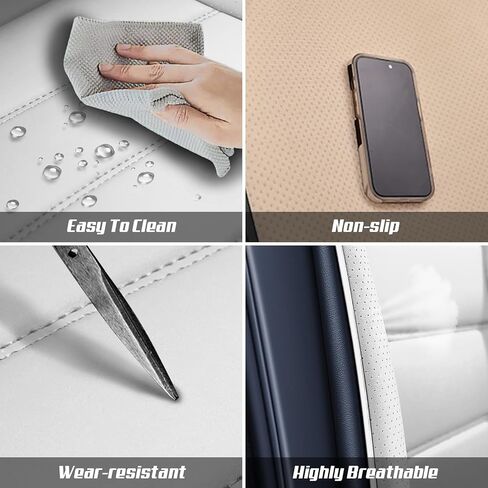 Full Set for Kia Telluride Seat Covers 2020-2025, Waterproof Nappa Leather Car Seat Protector with Pillow, Anti-Slip & Comfortable Car seat Cover (Blue & White) in Saudi Arabia