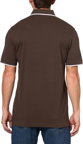 Boss ، Square Patch Logo Slim Fit Cotton Cotton Polo Sirt ، Brown Rust ، L. in Kuwait