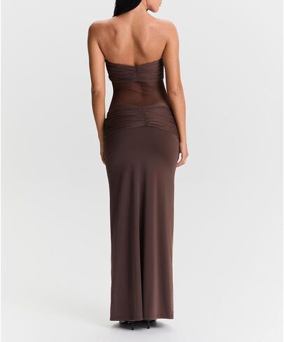 Women Sheer Maxi Dress Detachable Spaghetti Straps Knotted Twist Bodycon Long Dresses Party Cocktail Wear in Kuwait