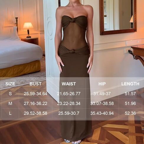 Women Sheer Maxi Dress Detachable Spaghetti Straps Knotted Twist Bodycon Long Dresses Party Cocktail Wear in Kuwait