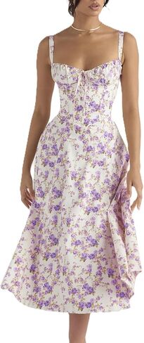 فساتين مشد نسائية للنساء طباعة بوهو فستان متدفق فستان ميدي شاطئ in Kuwait